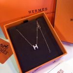 Perfect Replica Hermes H Necklace-White And Rose Gold
